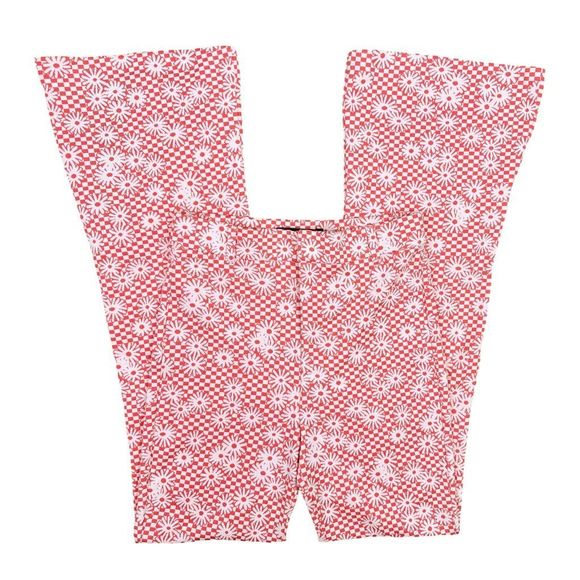 ZARA Orange Daisy Print Flare Bottom Pants - Size Medium - Picture 2 of 7